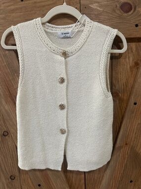 Workshop Republic Clothing Cream Knit Shell-Button Vest